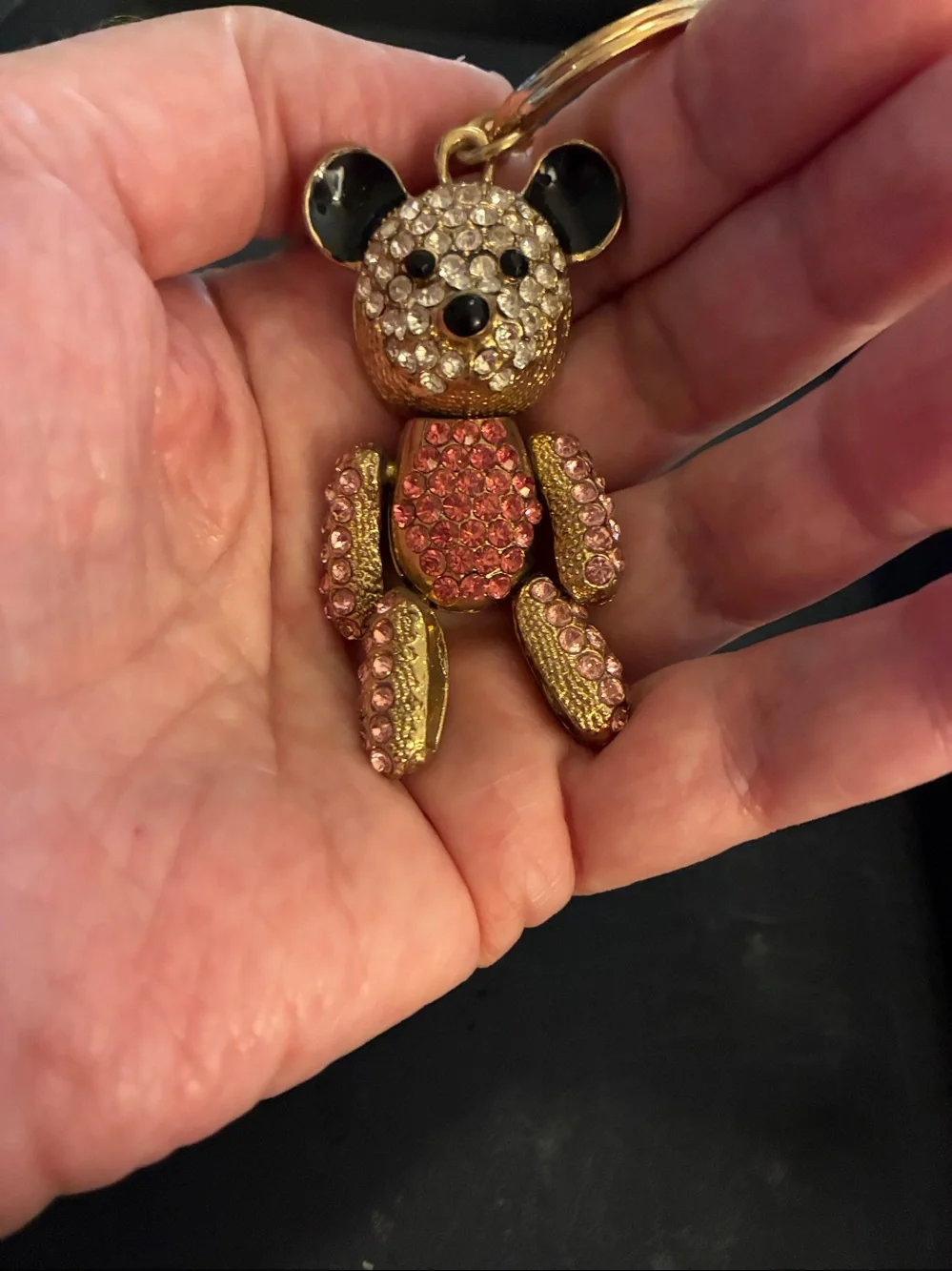 Teddy Bear Keychain - Pink & Gold Tone Teddy she moves NWOT